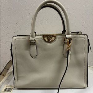 Nine West Cream Satchel with Gold Hardware